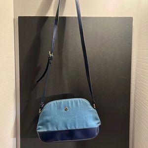 Crown and ivy purse, Lexi dome Crossbody with canvas, blue on blue